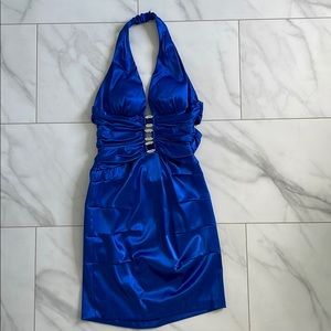 Arden B halter top blue satin dress